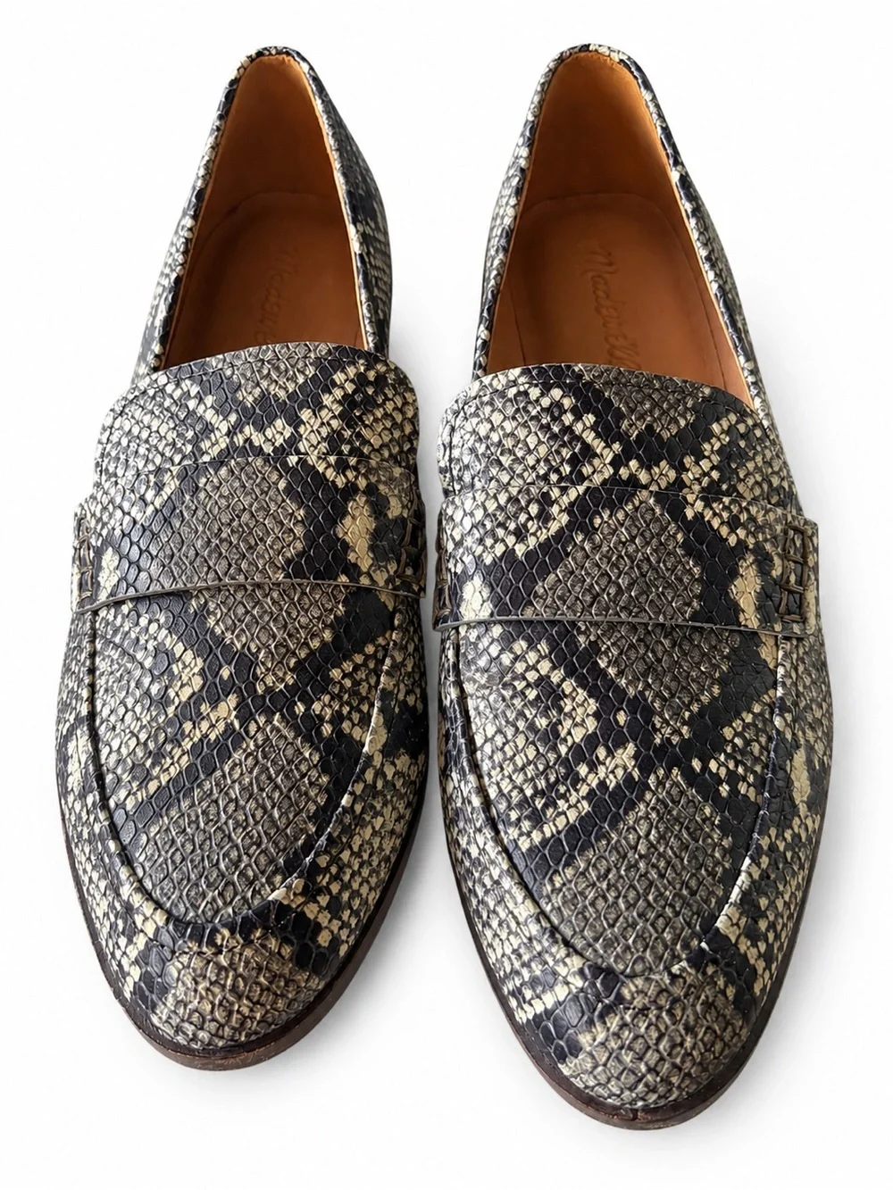 Madewell Alex Snake Print Leather Penny Loafers Size 8